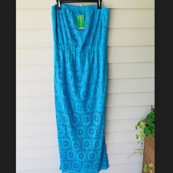 NWT Strapless Emmett Maxi Dress Size XL in Ariel Blue - Picture 2 of 5
